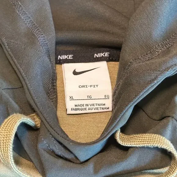 Men's Nike Dri-Fit Split Hem Hoodie Sweatshirt Olive Green, X-Large - Picture 4 of 11